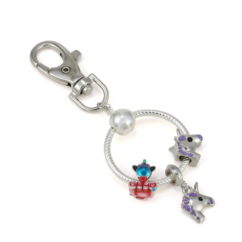 Pan's Ladies Key Chain, DIY Rainbow Unicorn Charm Pendant