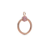 925 Sterling Silver Pav? Bead O-Shaped Pendant Romantic Gift