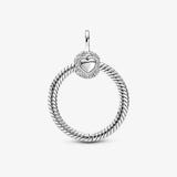 925 Sterling Silver Pav? Bead O-Shaped Pendant Romantic Gift