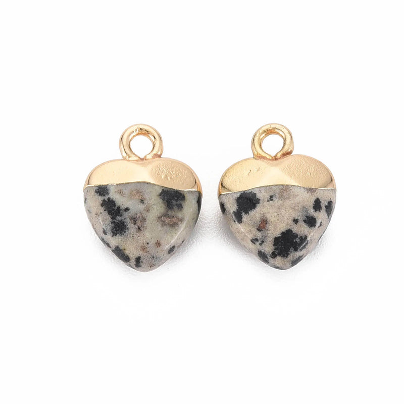 10pcs Heart Shape Stone Pendants with Iron Clasps