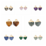 10pcs Heart Shape Stone Pendants with Iron Clasps