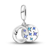 925 Silver Owl on the Moon Charm 3mm Bracelet DIY Jewelry