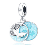 925 Silver Owl on the Moon Charm 3mm Bracelet DIY Jewelry