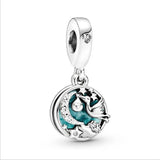 925 Silver Owl on the Moon Charm 3mm Bracelet DIY Jewelry