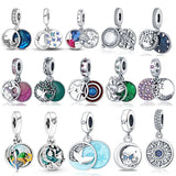 925 Silver Owl on the Moon Charm 3mm Bracelet DIY Jewelry