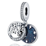 925 Silver Owl on the Moon Charm 3mm Bracelet DIY Jewelry