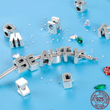 Silver Alphabet A-Z Charm Name Bead for Bracelet Pendant Jewelry