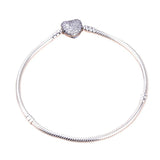 S925 Heart Shaped Sterling Silver Bracelet Snake Bone Chain
