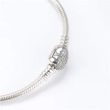 S925 Heart Shaped Sterling Silver Bracelet Snake Bone Chain