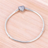 S925 Heart Shaped Sterling Silver Bracelet Snake Bone Chain