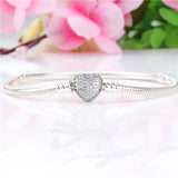 S925 Heart Shaped Sterling Silver Bracelet Snake Bone Chain