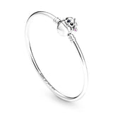 925 Silver Stitch Bead Charm Bangle Bracelet Love At First Bite DIY Jewelry