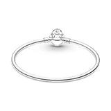 925 Silver Stitch Bead Charm Bangle Bracelet Love At First Bite DIY Jewelry