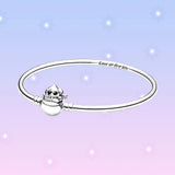925 Silver Stitch Bead Charm Bangle Bracelet Love At First Bite DIY Jewelry