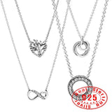 925 Silver Clear CZ Infinity Pendant Necklace for Women