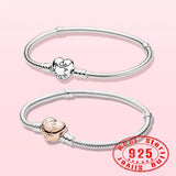 925 Silver Heart Clasp Snake Chain Bracelet