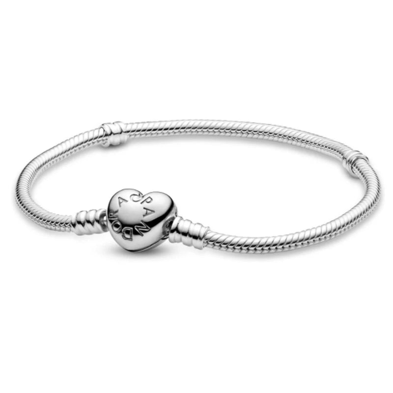 925 Silver Heart Clasp Snake Chain Bracelet