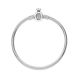 925 Silver Crown O Snake Bracelet Rose Charms DIY Jewelry Gift