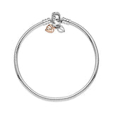 925 Silver Crown O Snake Bracelet Rose Charms DIY Jewelry Gift