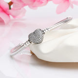 S925 Sterling Silver Heart Snake Bone Chain Bracelet