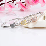 S925 Sterling Silver Heart Snake Bone Chain Bracelet