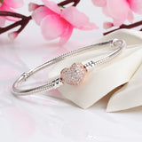 S925 Sterling Silver Heart Snake Bone Chain Bracelet