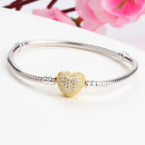 S925 Sterling Silver Heart Snake Bone Chain Bracelet