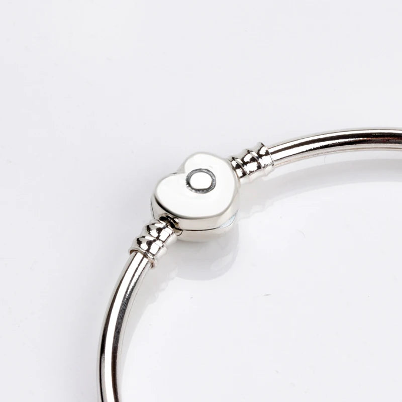 S925 Sterling Silver Heart Buckle Snake Bone Chain DIY Bracelet