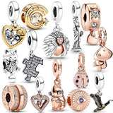DIY Charms Couple Necklace 925 Sterling Silver Women Jewelry