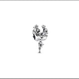 925 Sterling Silver Love Lock Bracelet Beads DIY Red Stone Hollow Beads