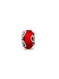 925 Sterling Silver Love Lock Bracelet Beads DIY Red Stone Hollow Beads
