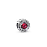925 Sterling Silver Love Lock Bracelet Beads DIY Red Stone Hollow Beads
