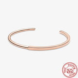 925 Silver Bracelet Rose Signature I-D Bangle Bead Charm Women Jewelry