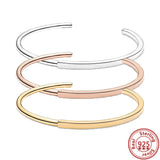 925 Silver Bracelet Rose Signature I-D Bangle Bead Charm Women Jewelry
