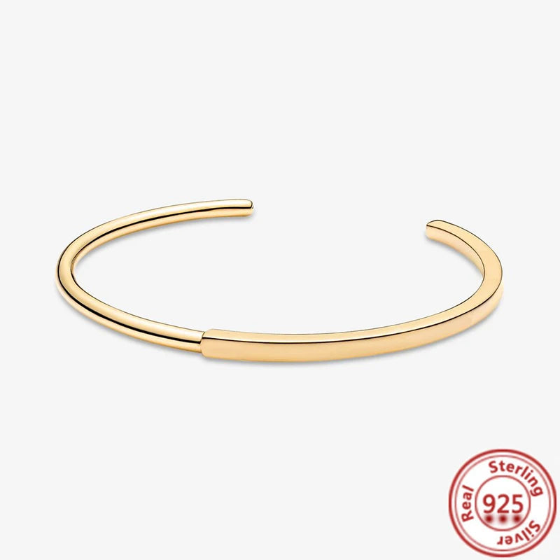 925 Silver Bracelet Rose Signature I-D Bangle Bead Charm Women Jewelry
