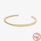 925 Silver Bracelet Rose Signature I-D Bangle Bead Charm Women Jewelry