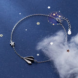 Silver Paper Airplane Stars Anklet 925 Leg Chain Woman Foot Bracelet