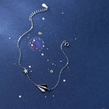 Silver Paper Airplane Stars Anklet 925 Leg Chain Woman Foot Bracelet