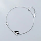 Silver Paper Airplane Stars Anklet 925 Leg Chain Woman Foot Bracelet