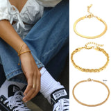 Paperclip Chain Bracelet for Women,Gold Stainless Steel Rectangle Link Bracelets
