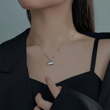Silver 925 Paperclip Necklace Women Money Wallet Pendant