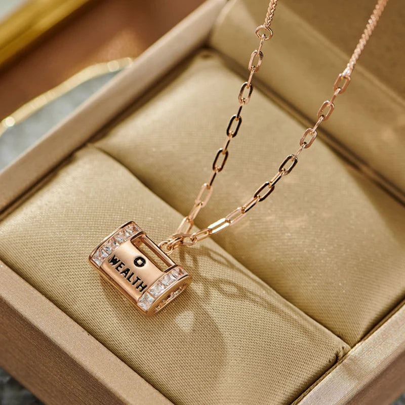 Silver 925 Paperclip Necklace Women Money Wallet Pendant