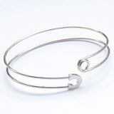 Paperclip Safety Pin Open Cuff Bangle Stainless Steel Adjustable Unusual Punk