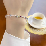 Colorful Link Chain 925 Sterling Silver Bracelet for Women