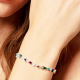Colorful Link Chain 925 Sterling Silver Bracelet for Women