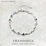 Colorful Link Chain 925 Sterling Silver Bracelet for Women