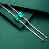 Paraiba Emerald Charm Tennis Bracelet Sterling Silver 925 Zircon Bangles