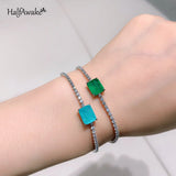 Paraiba Emerald Charm Tennis Bracelet Sterling Silver 925 Zircon Bangles