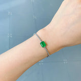 Paraiba Emerald Charm Tennis Bracelet Sterling Silver 925 Zircon Bangles
