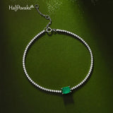 Paraiba Emerald Charm Tennis Bracelet Sterling Silver 925 Zircon Bangles